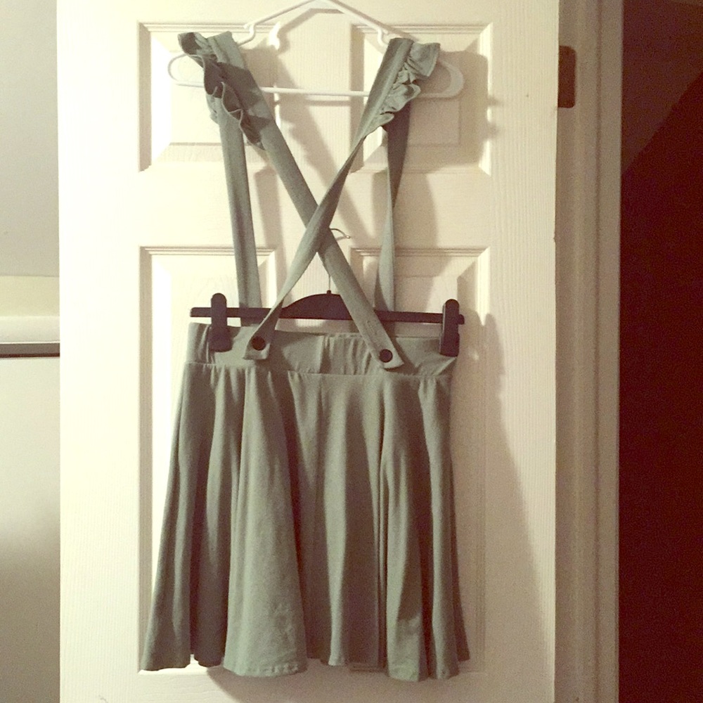 Hot Topic Olive Green Suspender Skirt